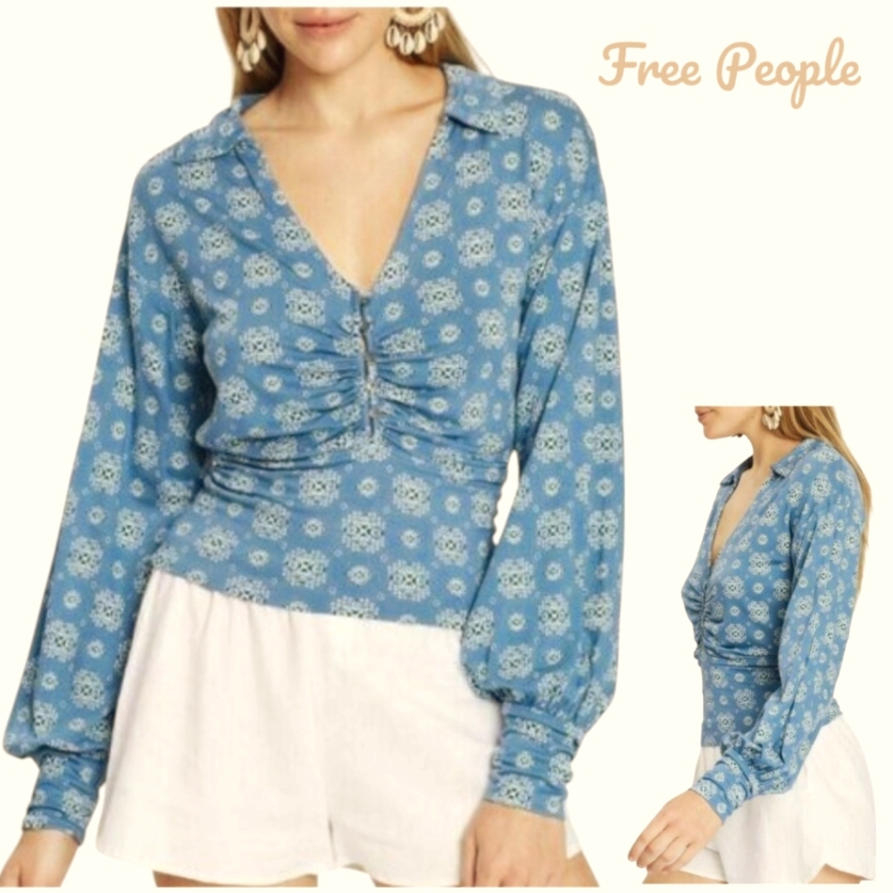 Free People Sydney Chambray Long Sleeve Top